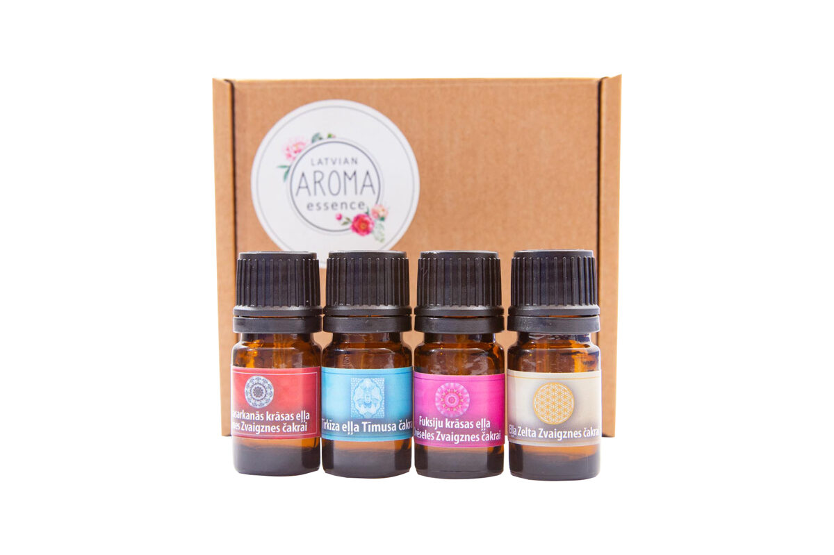 A SET OF 4 ADDITIONAL CHAKRA OIL BLENDS in 5 ml bottles