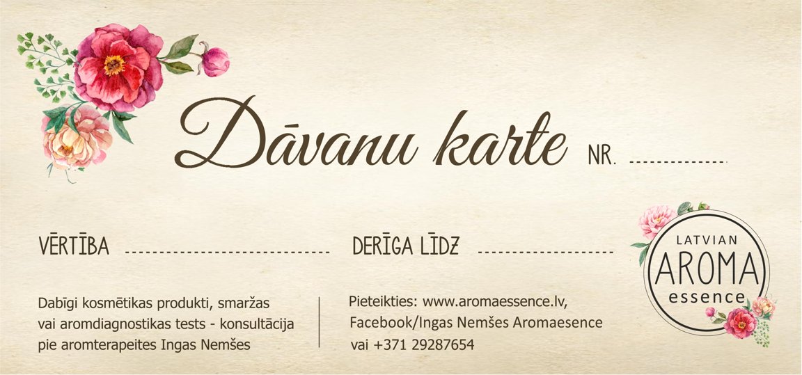 ПОДАРОЧНЫЕ КАРТЫ от  Latvian Aroma-Essence
